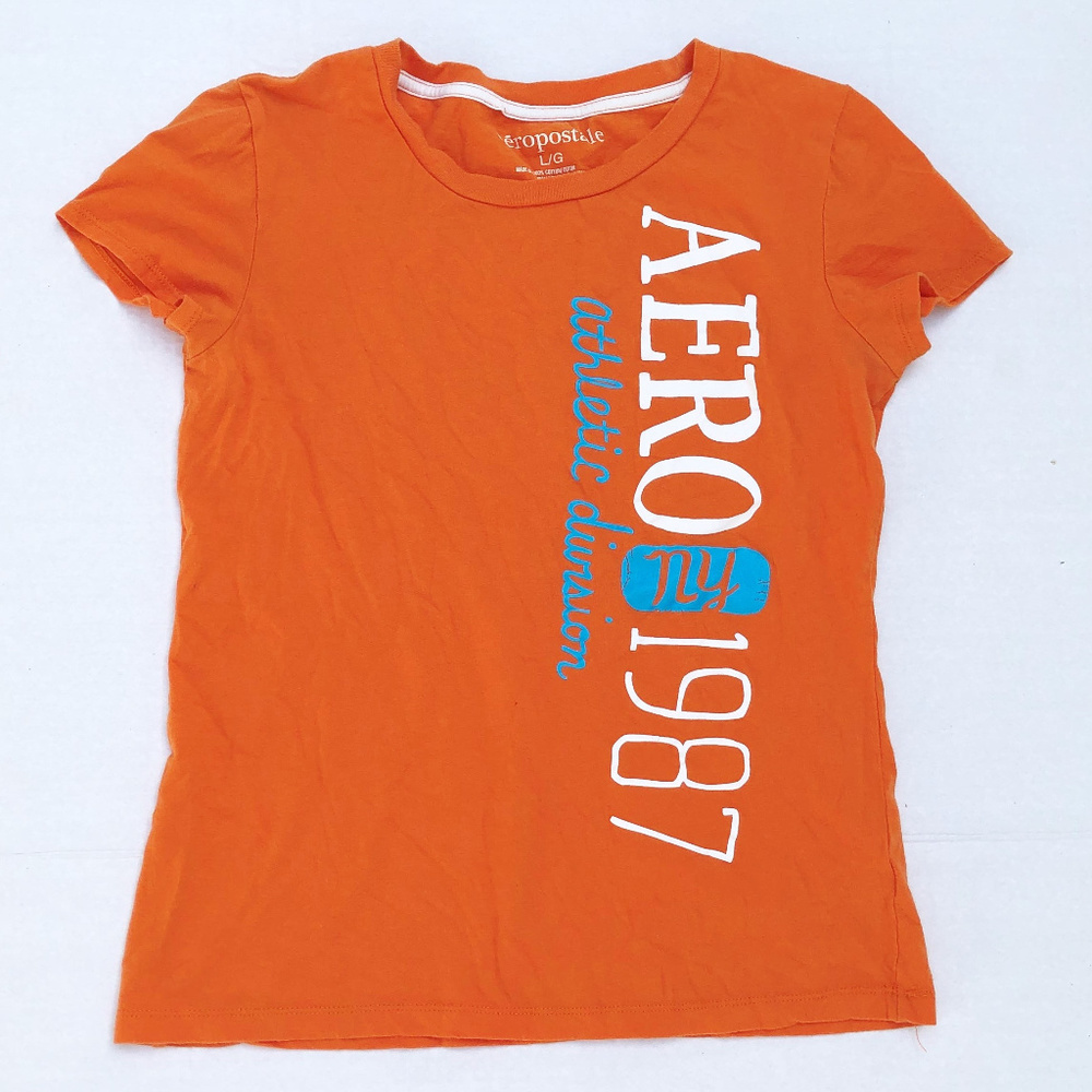 Aeropostale Juniors L Orange Short Sleeve Tee